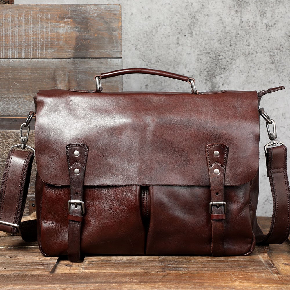Men's Cowhide Briefcase Leather Handbag