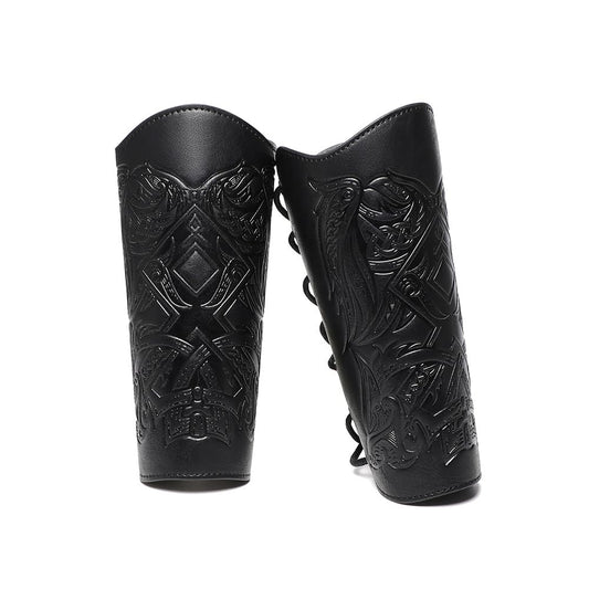 Medieval Leather Bracers for Men Angel Wings Embossed Viking Leather Bracers Leather Arm Armer Cuff Leather Gauntlet Wristband Gauntlet Costumes Accessories 1 Pair
