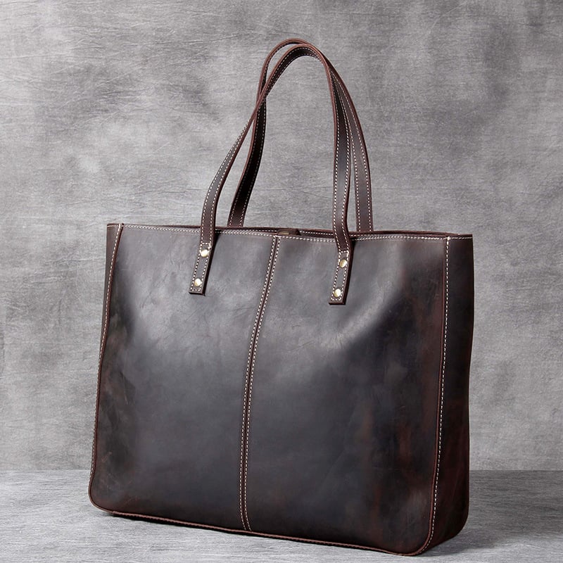 Simple Retro Cowhide Large-capacity Handbag for Men