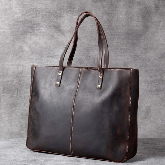 Simple Retro Cowhide Large-capacity Handbag for Men