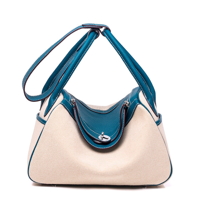 Canvas and Top Layer Cowhide Doctor's Handbag
