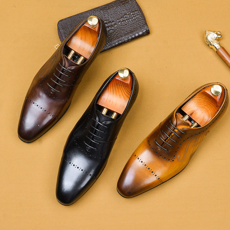 British Brock Men's Leather Oxford Dress Shoes