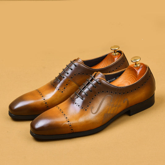 British Brock Men's Leather Oxford Dress Shoes