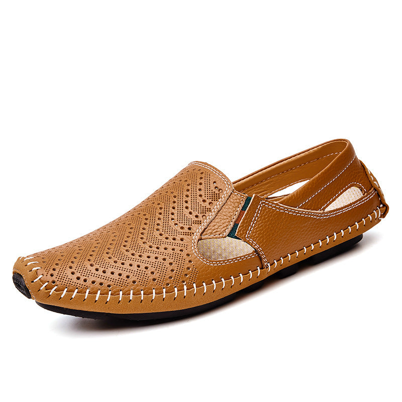 Casual Soft Sole Hollow Leather Peas Shoes