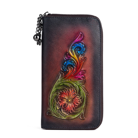 Mid-Length Women's Handbag in Top Layer Cowhide