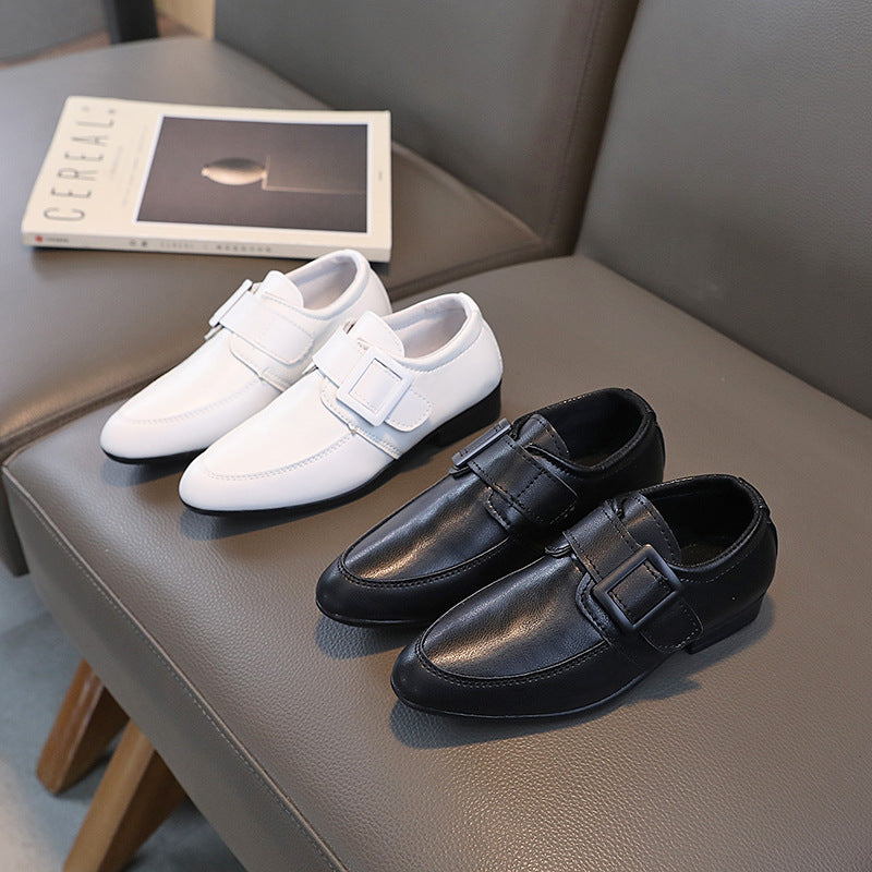 Children's Black Leather British Style Dress Shoes