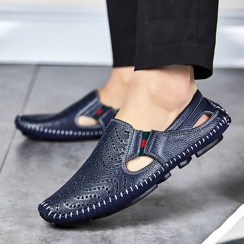 Casual Soft Sole Hollow Leather Peas Shoes