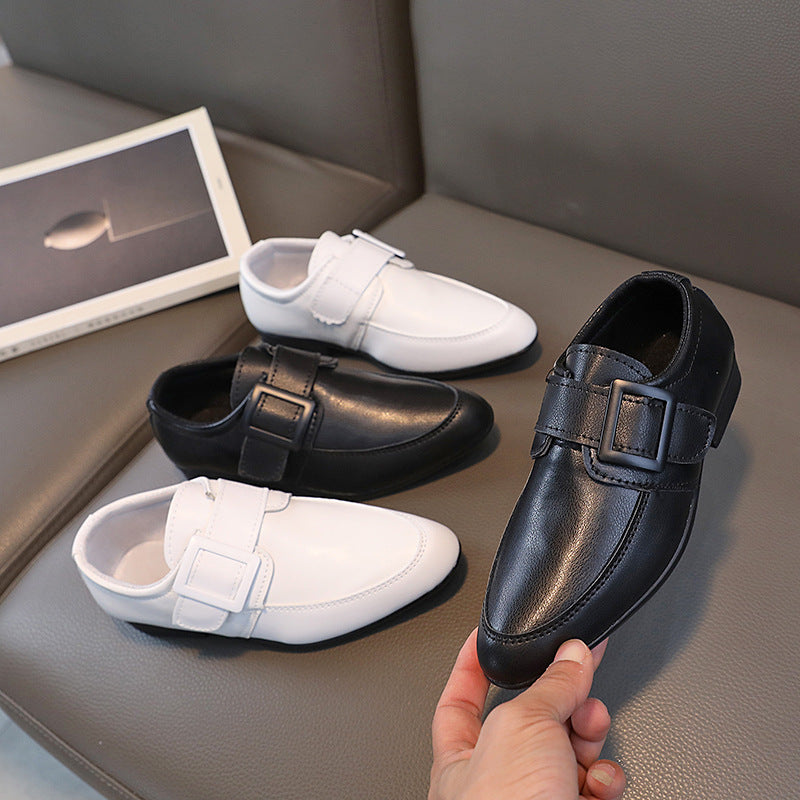 Children's Black Leather British Style Dress Shoes