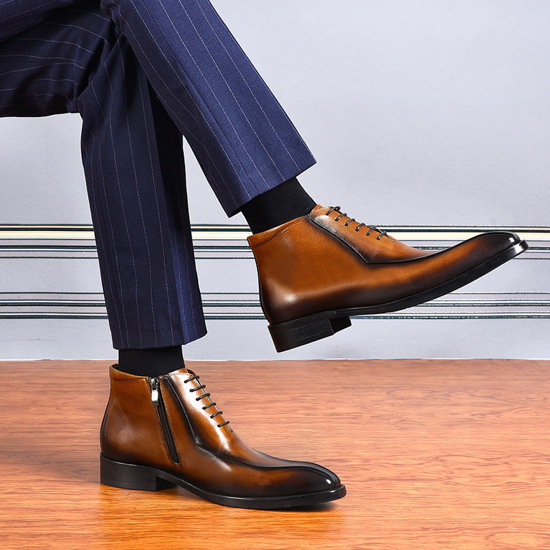 Men's Genuine Leather Pointed Toe Dress Shoes