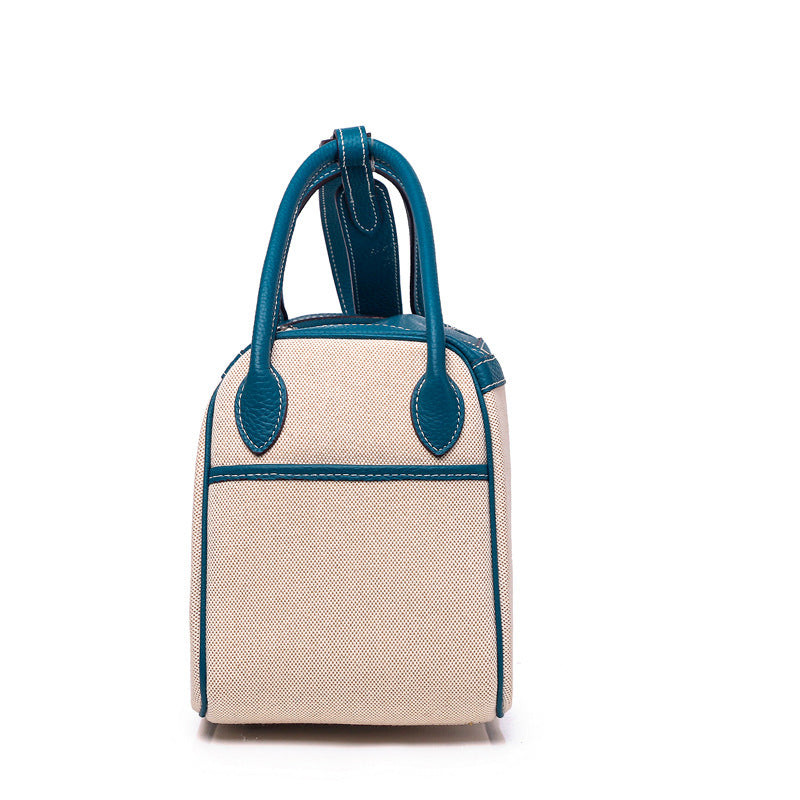 Canvas and Top Layer Cowhide Doctor's Handbag
