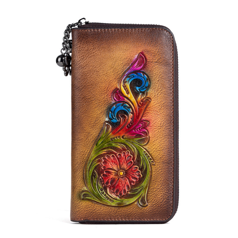 Mid-Length Women's Handbag in Top Layer Cowhide