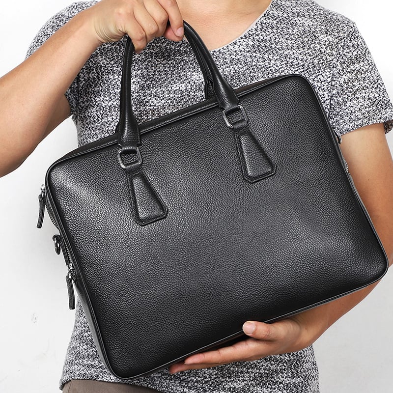 Men's Large Capacity Cowhide Leather Briefcase Handbag