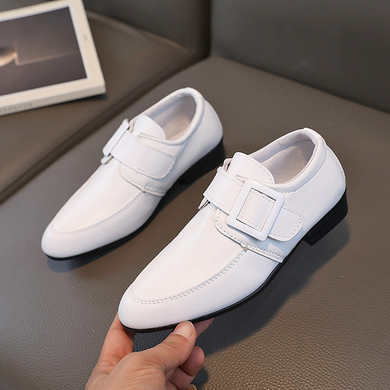 Children's Black Leather British Style Dress Shoes